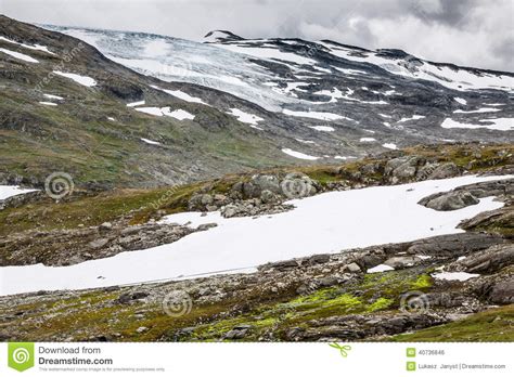 Veobrean Glacier Seen From Glittertind Mountain Jotunheimen Nat Stock