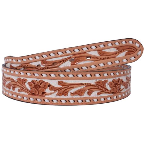 1 78 Tapered To 1 12 Floral Tooled Belt With White Background And