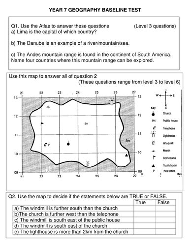 Year 7 Ks3 Geography Baseline Assessment Teaching Resources Year 8