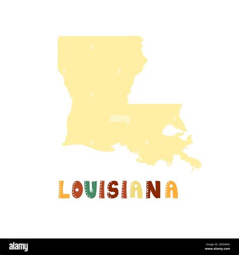 Louisiana Map Isolated Usa Collection Map Of Louisiana Yellow