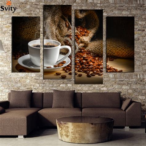 The multi panel canvases here for sale are unique and one. 4 Panels Canvas Painting Fragrant Coffee Beans Print Painting On Canvas Wall Art Picture Kitchen ...