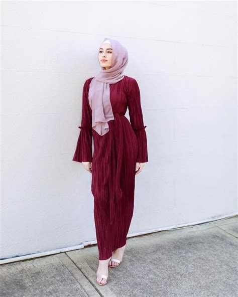 Pleated Dress Mashallah Maroon Etsy Muslim Fashion Outfits Modest