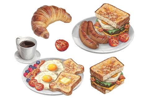 Breakfast Clipart Food Illustration Breakfast Graphic Etsy
