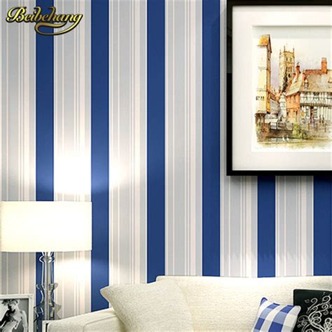 Beibehang Papel De Parede Modern Grey White Blue Stripes Wallpaper