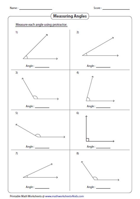 A right angle is an angle of exactly 90°. Measuring Angles and Protractor Worksheets