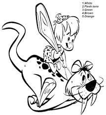 The Flintstones Bamm Bamm And Snagglepuss Color By Number Coloring Page Coloring Pages Color