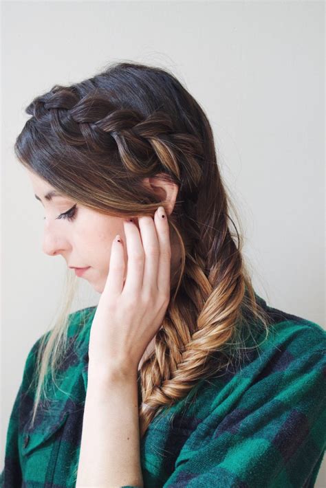 An easy hairstyle that takes away the need for hair accessories, use your own hair to make yourself a headband. Easy DIY Dutch Braid Into A Fishtail Hairstyle - Styleoholic
