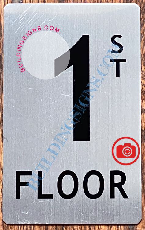 1st Floor Sign Silver Aluminum Signs 8x5