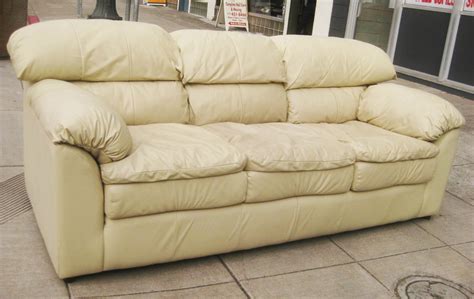 Uhuru Furniture And Collectibles Sold Beige Leather Sofa 125