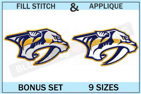 Nashville Predators Embroidery Design ⋆ 4 Sizes ⋆ Blu Cat Red Dog