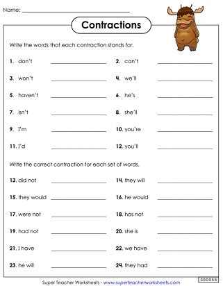 Contractions Worksheet Teaching Resources Teacher Made Sexiz Pix