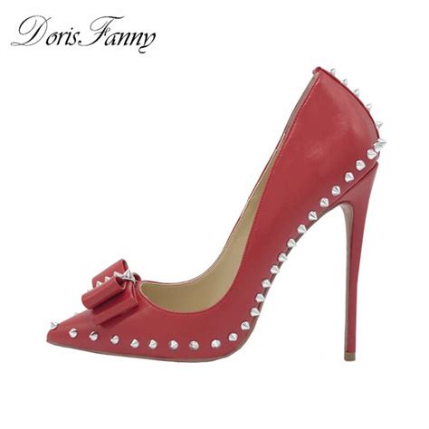 Buy Doris Fanny Red Sexy Cutter Shape Stiletto High Heels Shoes Woman Rivet