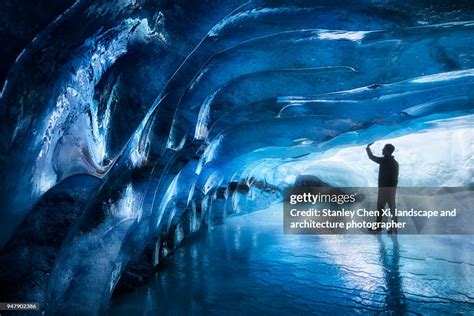 Touching The Ice Cave Of Athabasca Glacier High Res Stock Photo Getty