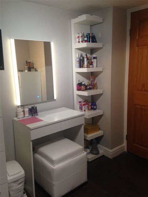 Makeup storage ideas | ikea malm makeup vanity with mirror. 1000+ ideas about Lack Shelf on Pinterest | Ikea lack ...