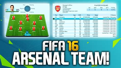 Fifa 16 Arsenals Full Team In Career Mode Youtube