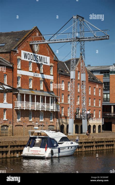 Woodsmill Quay Building With Crane On The River Ouse Hi Res Stock