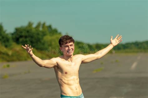 Young Adult Male Shirtless Outdoors Stock Image Image Of School Strong 119239809