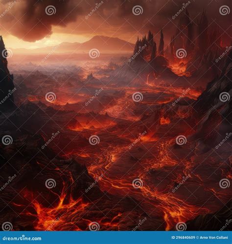 Inferno Unleashed: Majestic Giant Sea of Lava Apocalypse Stock