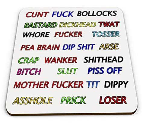 Assorted Swear Words Funny Rude Novelty Gift Coaster At