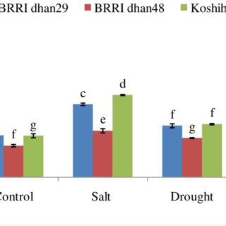 Mda Content Of Rice Leaves Affected By Salinity Drought And Combined
