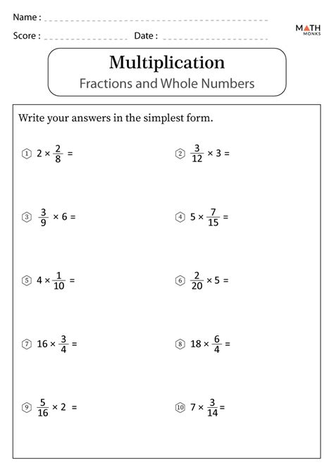 5th Grade Math Worksheets Multiplying Fractions Free Printable Worksheet
