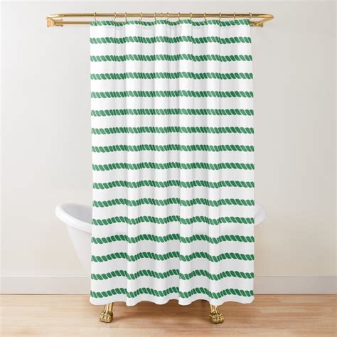 Sea Green Rope Stripes Shower Curtain By Homelivingco Striped Shower