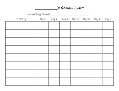 Printable Reward Charts Blank Template Activity Shelter Weekly