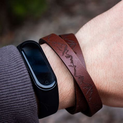 Engraved Leather Bracelet For Him Brown Mens Personalized Etsy