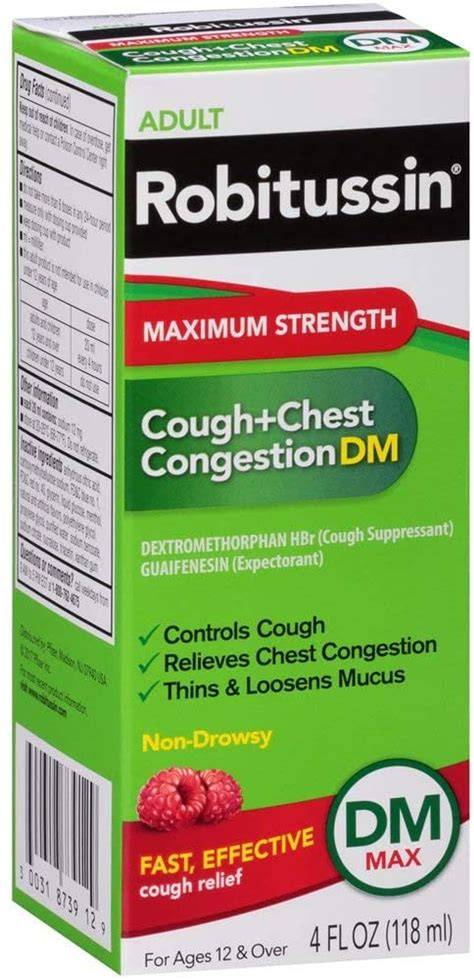 Robitussin Adult Coughchest Congestion Dm Liquid Maximum Strength 4 Oz