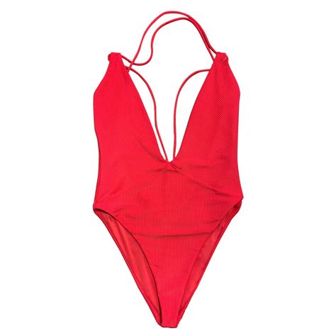 Plunge Sexy V Neck Swimsuits Halter Plunge Open Back Bathing Suit