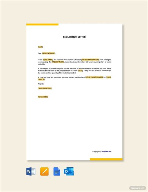 Requisition Letter Template In Word Free Download