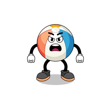 Premium Vector Beach Ball Cartoon Illustration With Angry Expression