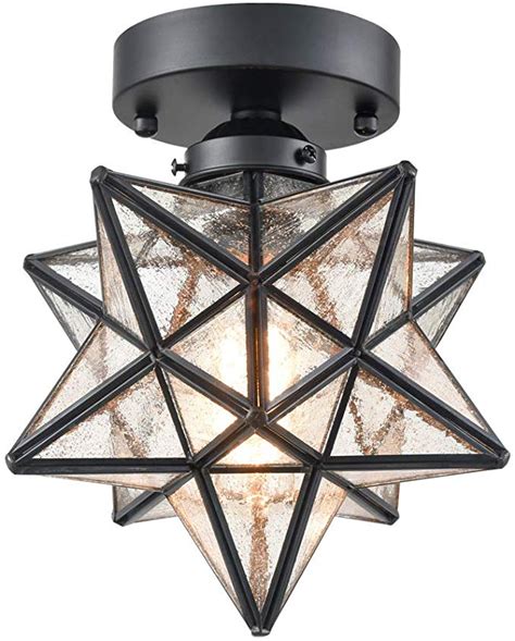 Axiland Moravian Star Light Flush Mount Ceiling Light With Seeded Glass