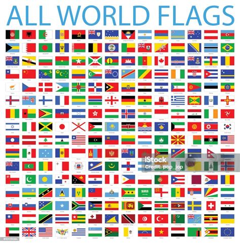 Alla Världens Flaggor Vector Ikonuppsättning Vektorgrafik Och Fler