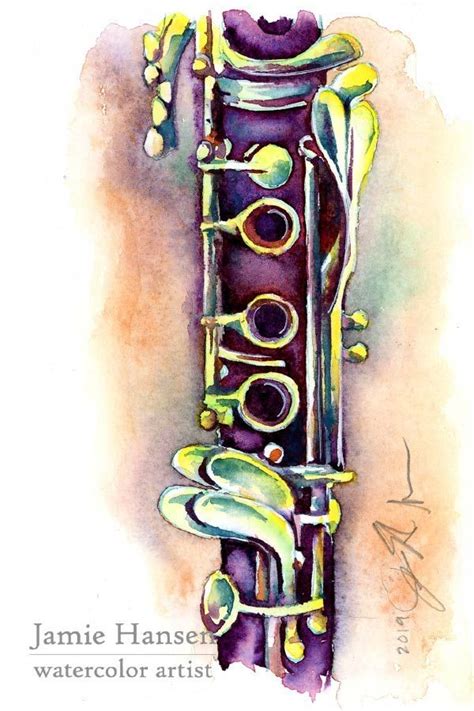 Clarinet Art Woodwinds Art Clarinet Watercolor By Jamie Etsy Music