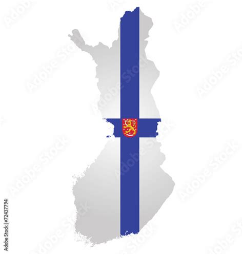 Flag And Coat Of Arms Of The Republic Of Finland Stock Image And