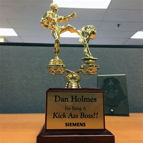 awesome award we assembled today for a kick ass boss trophy shop personalized trophy