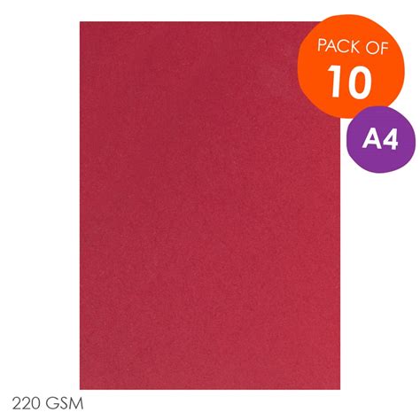 Cleverpatch Cardboard Red A4 Pack Of 10 Coloured Card