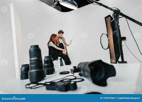 Photographer And Model In Photo Studio Stock Photo Image Of Adult