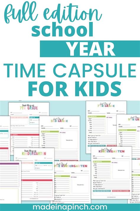 Time Capsule Worksheet School Years Memory Keeper Made In A Pinch