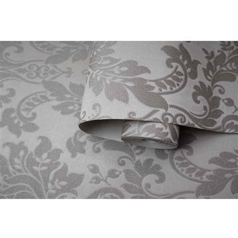 Holden Decor Damask Clara Charcoal Glitter Wallpaper Wilko