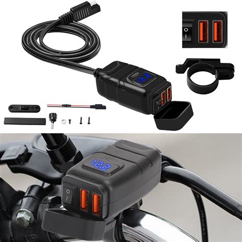 Tsv Motorcycle Dual Usb Phone Charger Adapter For Cellphone Tablet Navigation And Gps