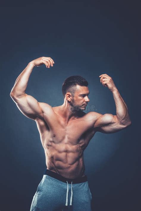 Strong Athletic Man Fitness Model Torso Showing Six Pack Abs Isolated