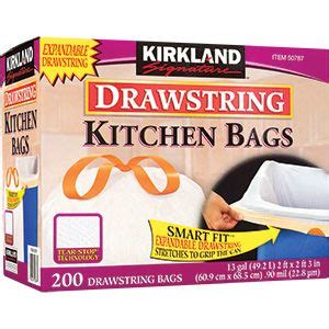 Check spelling or type a new query. Kirkland Signature 13 Gallon Drawstring Kitchen Trash Bag ...