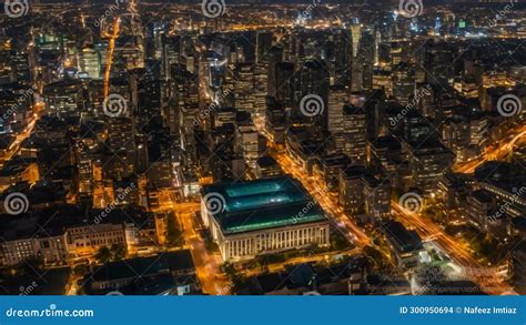 Urban Aerial Time Lapse in Motion or Hyper Lapse at Night Stock Footage