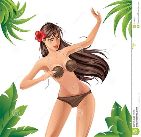 Coconut Bikini Girl Cartoon Vector Cartoondealer Com My Xxx Hot Girl