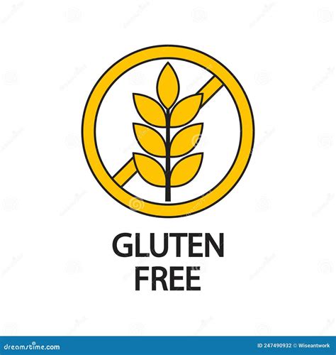 Gluten Free Gluten Free Logo Sign For Food Icon With Grain Of Wheat