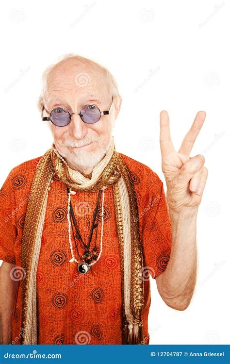 Senior Man Making Peace Sign Royalty Free Stock Photography Image