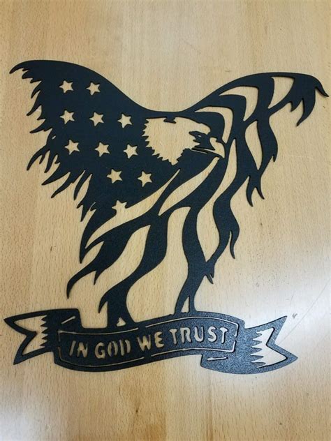 Bald Eagle With American Flag Metal Wall Art Plasma Cut Decor T Idea
