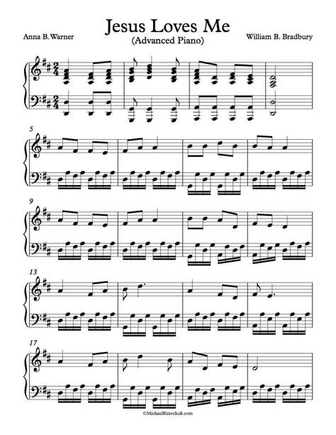 The old account was settled. Free Piano Arrangement Sheet Music - Jesus Loves Me - Michael Kravchuk